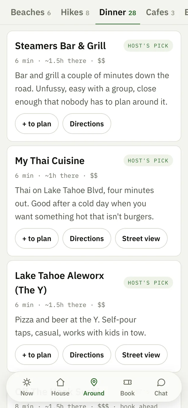 Around cards with + buttons that feed the plan, on a phone