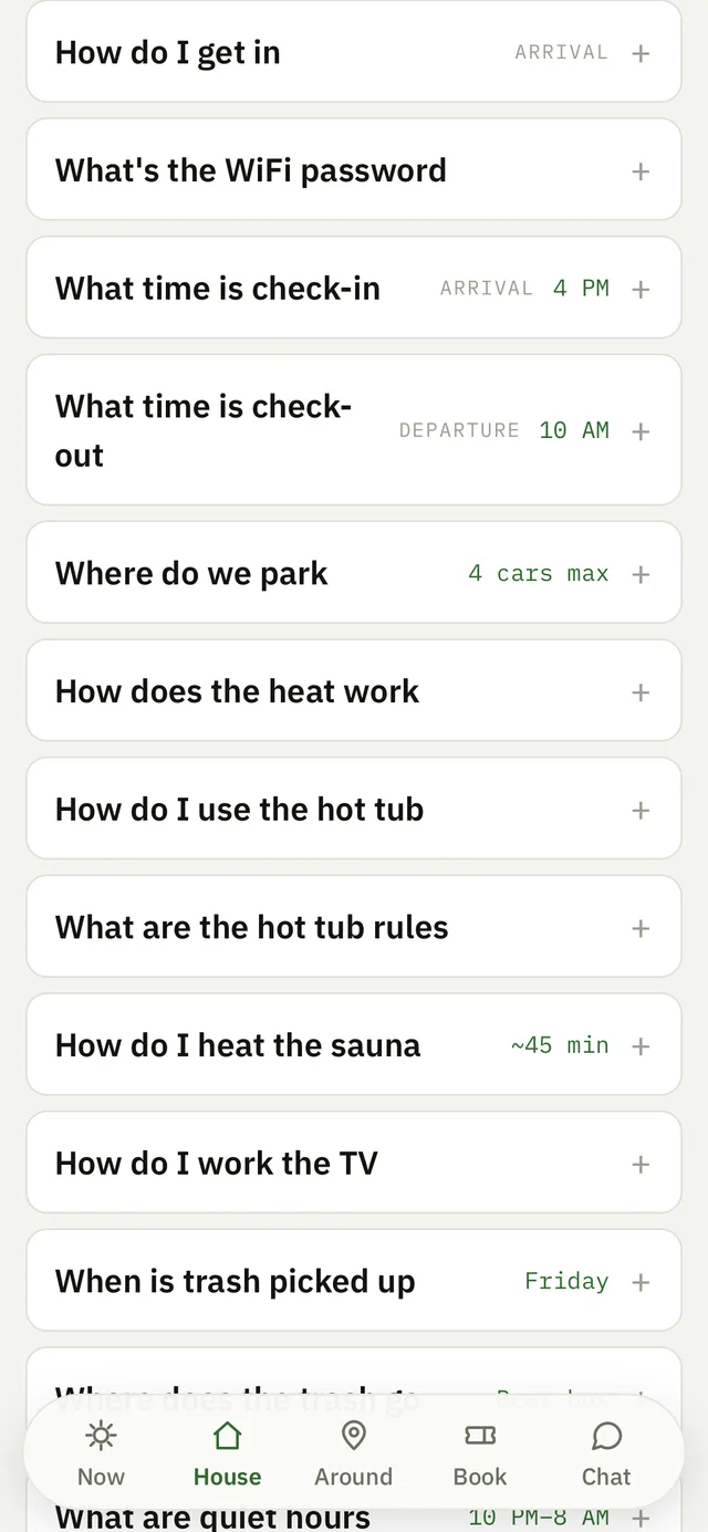 The House tab in the owner's own words, on a phone